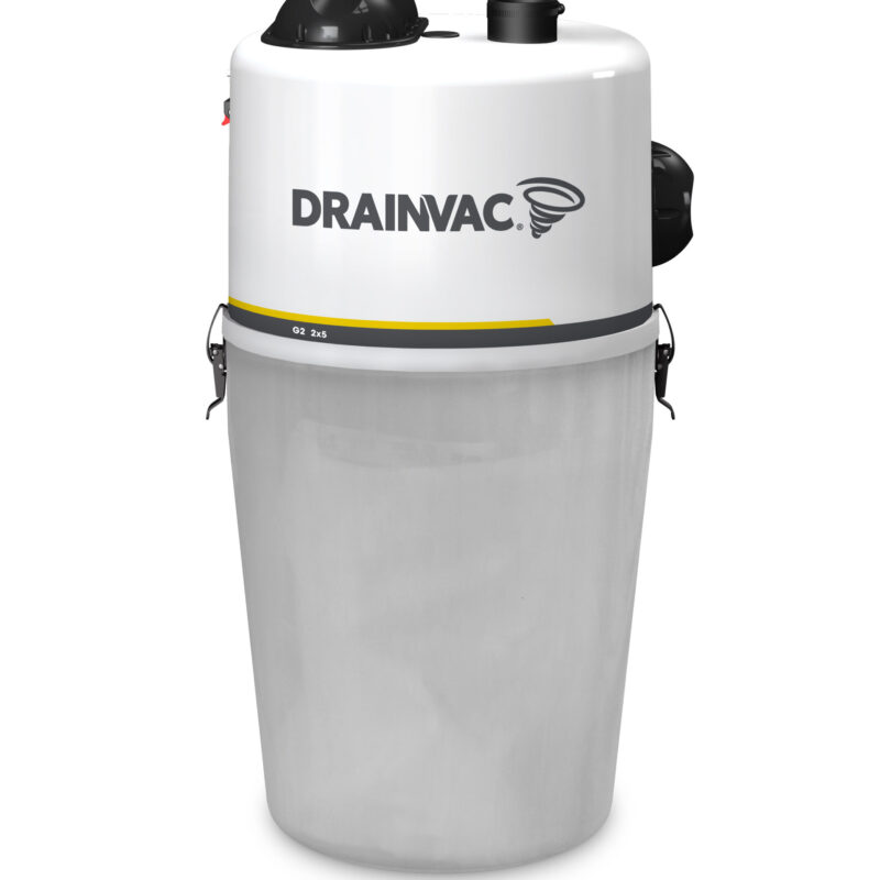 Centrale DRAINVAC G2E-2X5, Bi-moteur, 'Poussière' avec ou sans sac