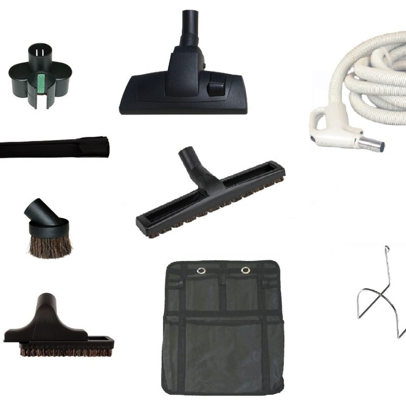 Set de nettoyage Premium DeLuxe 'Poussière' avec Flexible 9,1m à poignée ergonomique à cran d'arrêt et bouton ON/OFF + accessoires